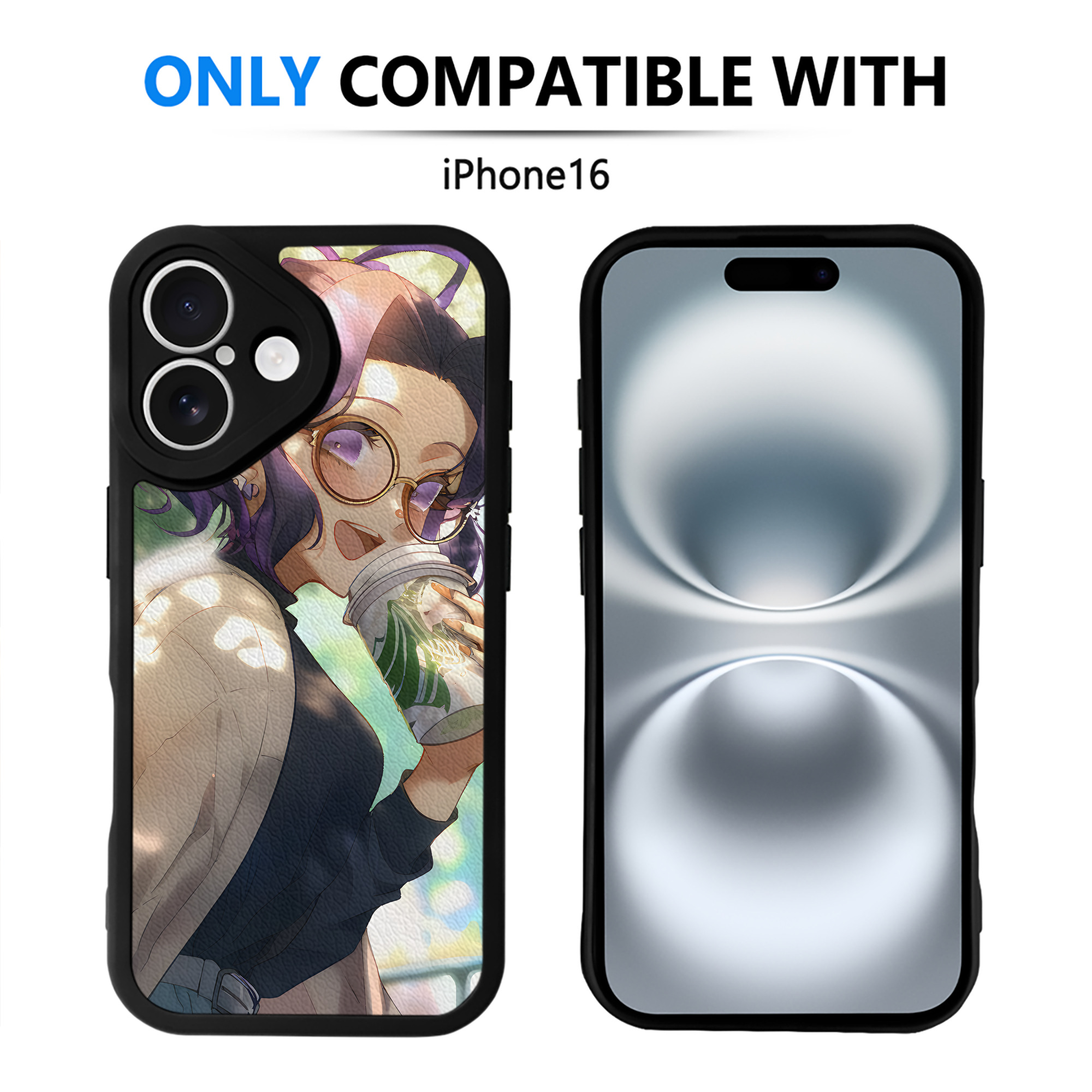 （画像用） 鬼滅の刃（きめつのやいば）蟲柱-胡蝶 しのぶ／こちょう しのぶ Kochou Shinobu 【iPhone 16シリーズ対応】シリコンスマホケース（レザー調） 材質：シリコン